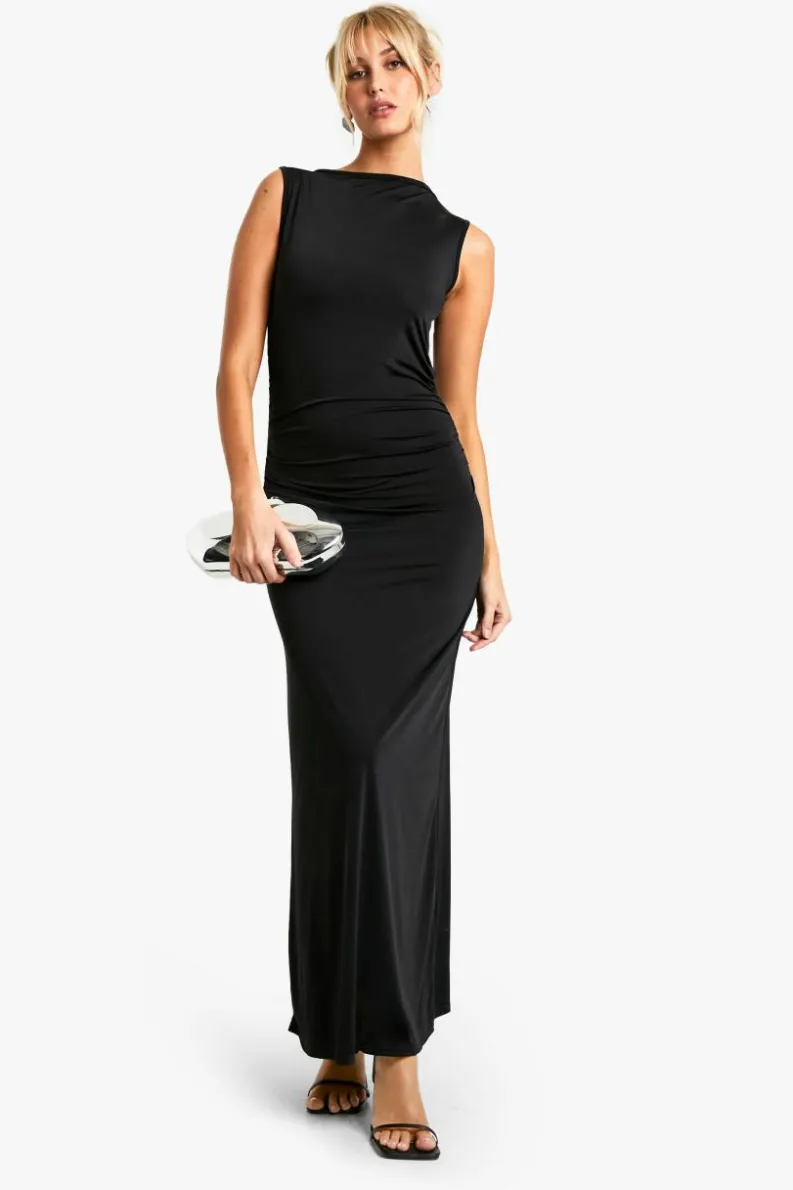 Skater Dresses|Maxi Dresses*boohoo Lace Insert Cowl Column Maxi Dress black