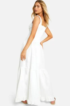 Smock Dresses|Maxi Dresses*boohoo Lace Milkmaid Smock Maxi Dress white