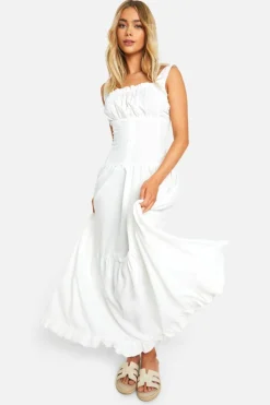 Smock Dresses|Maxi Dresses*boohoo Lace Milkmaid Smock Maxi Dress white