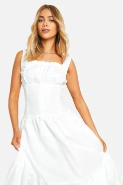 Smock Dresses|Maxi Dresses*boohoo Lace Milkmaid Smock Maxi Dress white
