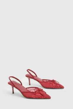 Heels*boohoo Lace Slingback Courts burgundy
