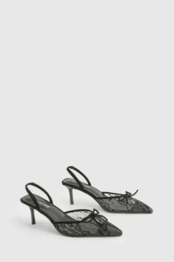 Heels*boohoo Lace Slingback Courts black