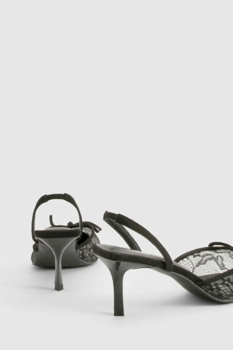 Heels*boohoo Lace Slingback Courts black