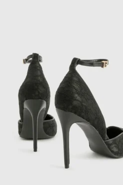 Heels*boohoo Lace Two Part Court Shoes black
