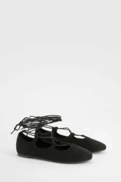 Ballet Flats|Flats*boohoo Lace Up Ballet Flats black