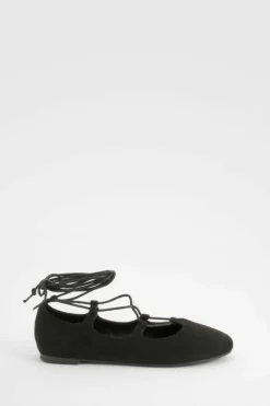 Ballet Flats|Flats*boohoo Lace Up Ballet Flats black