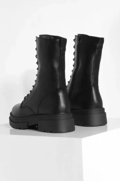 Biker Boots|All Boots*boohoo Lace Up Hiker Boots black