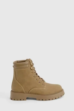 Biker Boots*boohoo Lace Up Hiker Boots taupe