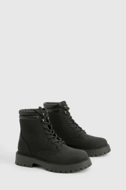 Biker Boots|All Boots*boohoo Lace Up Hiker Boots black