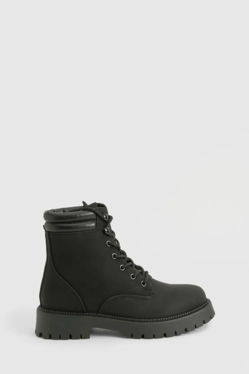 Biker Boots|All Boots*boohoo Lace Up Hiker Boots black