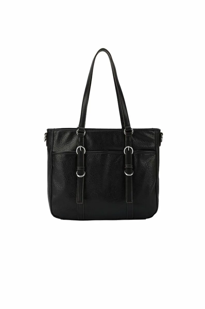 Handbags|Tote Bags*Kitise Large Bucklet Syle Tote Work Bag With Detachable Strap Black
