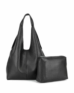 Handbags|Tote Bags*Kitise Large 2 in 1 Hobo Style Slouchy Tote Bag With Small Organiser Shoulder Bag Black