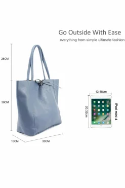 Handbags|Tote Bags*Kitise Large Genuine Italian Soft Leather Tie Closure Tote Bag Beige