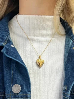 Necklaces*SVNX Large Heart Locket Necklace in Gold