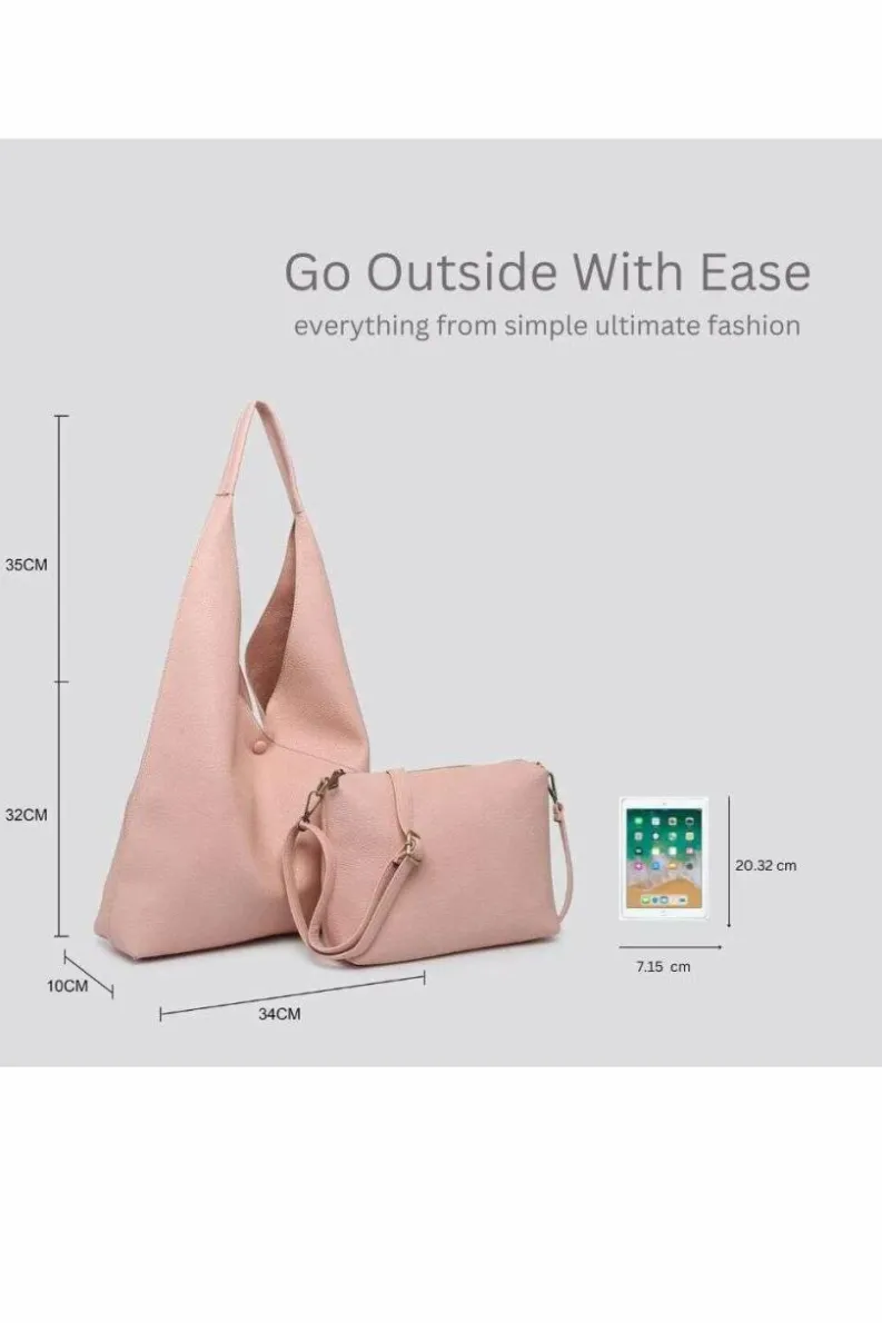 Handbags|Tote Bags*Kitise Large 2in1 Hobo Slouch Tote PU Leather Handbag With Roomy purse Beige