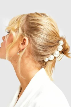 Hair Accessories*boohoo Large Pearl Claw Clip white
