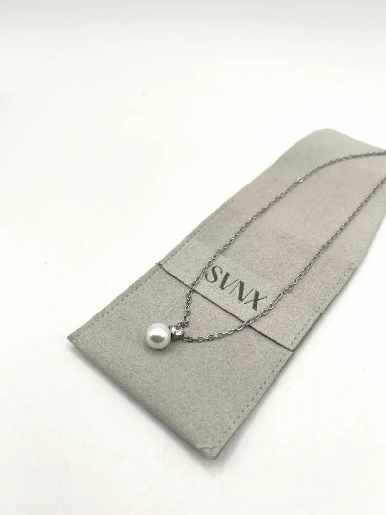 Necklaces*SVNX Large Pearl Diamante Necklace in Silver