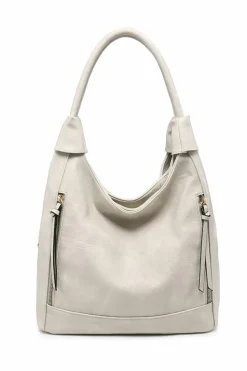Shoulder Bags|Tote Bags*Kitise Large Roomy Triple Compartmentes Tote Shoulder Bag With Front Pockets Beige