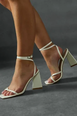 Heels*MissPap Leather Look Barely There Block Heels white