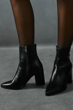 Heeled Boots|Ankle Boots*MissPap Leather Look Block Heel Ankle Boots black