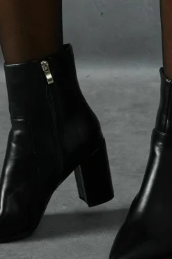Heeled Boots|Ankle Boots*MissPap Leather Look Block Heel Ankle Boots black