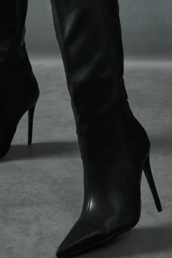 Knee High Boots*MissPap Leather Look Knee High Boots black