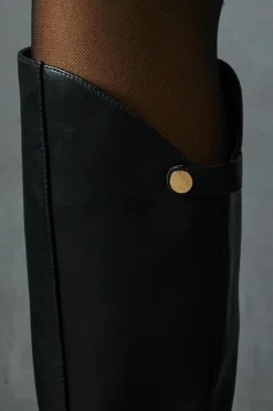 Heels|Knee High Boots*MissPap Leather Look Knee High Pointed Boots black