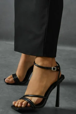 Heels*MissPap Leather Look Padded Strappy Heels black