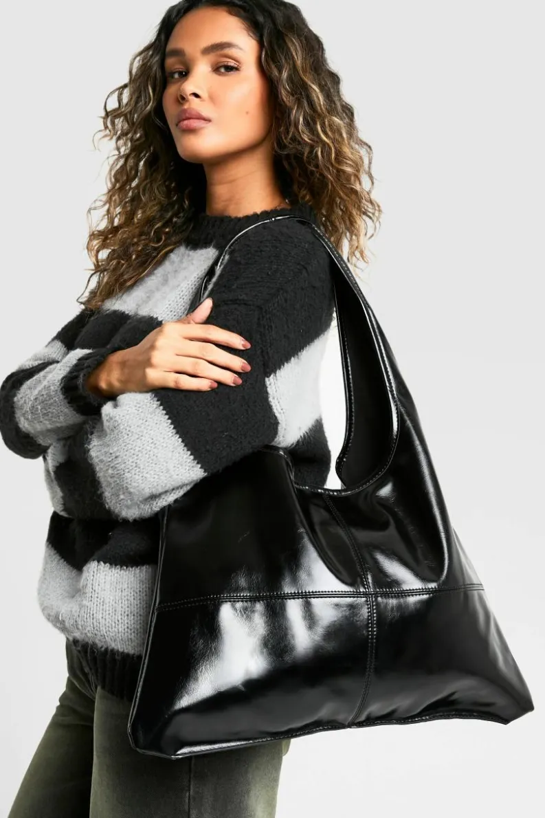 Shoulder Bags|Handbags*boohoo Leather Look Slouchy Tote Bag black