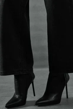 Ankle Boots|Heeled Boots*MissPap Leather Look Stiletto Heel Ankle Boots black