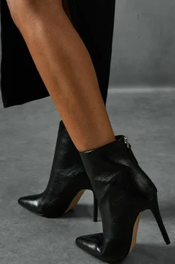 Ankle Boots*MissPap Leather Look Stiletto Pointed Ankle Boots black