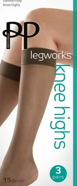 Tights & Socks|Tights & Socks*Pretty Polly Legworks 15 Denier Comfort Top Knee Highs 3 Pair Pack - Mid Grey