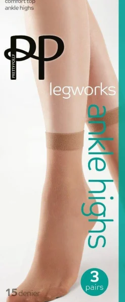 Tights & Socks|Tights & Socks*Pretty Polly Legworks 15 Denier Legworks Comfort Top Ankle Highs 3 Pair Pack - Nude