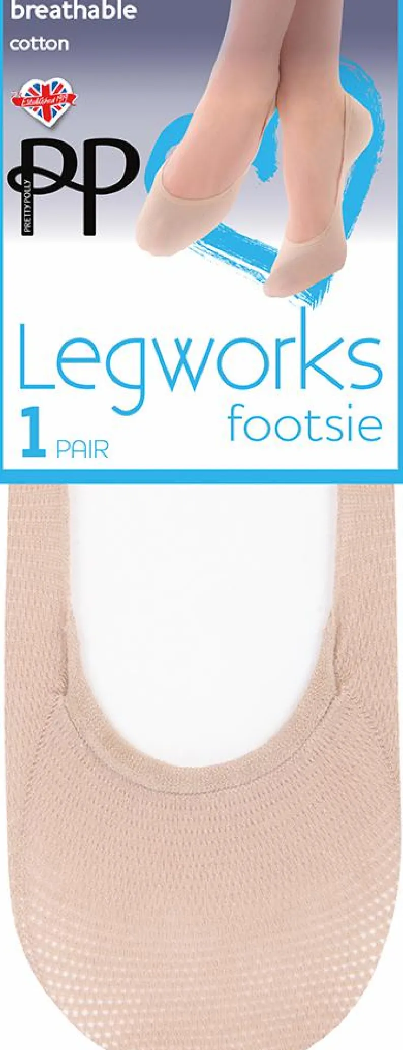 Tights & Socks|Tights & Socks*Pretty Polly Legworks 30 Denier Mesh Cotton Footsie 1 Pair Pack - Nude