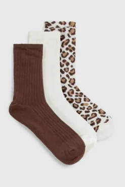 Tights & Socks|Tights & Socks*boohoo 3 Pack Crew Socks leopard