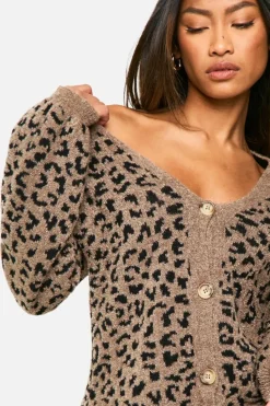 Cardigans|Knitwear*boohoo Boucle Knitted Cardigan leopard