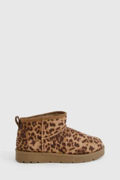 All Boots|Boots*boohoo Leopard Cosy Mini Ankle Boots brown