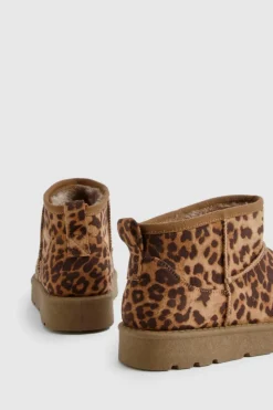 All Boots|Boots*boohoo Leopard Cosy Mini Ankle Boots brown