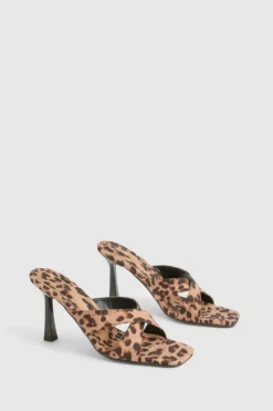 Sandals|Heels*boohoo Crossover Heeled Mules leopard