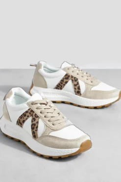 Trainers*boohoo Leopard Detail Chunky Trainers beige