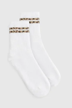 Tights & Socks|Tights & Socks*boohoo Double Stripe Sports Sock leopard