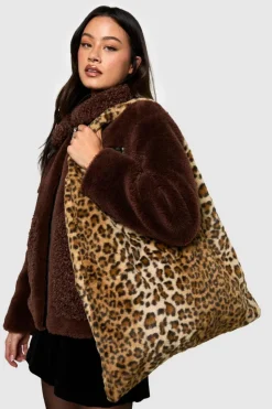 Handbags|Tote Bags*boohoo Faux Fur Tote Bag leopard