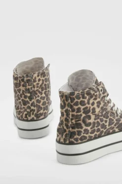 Trainers*boohoo High Top Trainers leopard