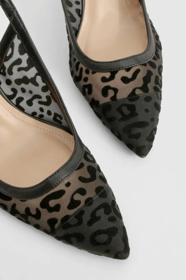 Heels*boohoo Leopard Mesh Lace Up Court Shoes black