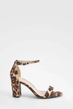 Heels*boohoo Mid Block Barely There Heels leopard