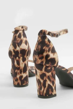 Heels*boohoo Mid Block Barely There Heels leopard
