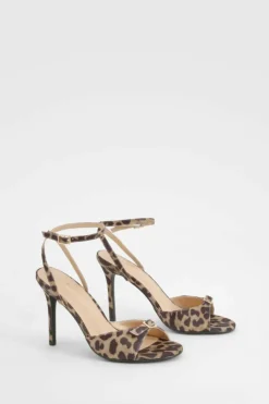 Sandals|Heels*boohoo Leopard Neoprene Buckle Detail Heels black