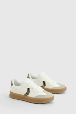 Trainers*boohoo Panel Gum Sole Trainers leopard