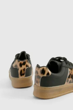 Trainers*boohoo Panel Gum Sole Trainers leopard