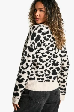 Jumpers|Up To 80% Off Winter Warmers*boohoo Print Boxy Knitted Jumper leopard